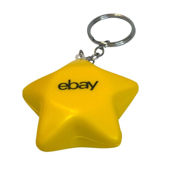 feEbay 30th Anniversary Yellow Star Keychain W Silver Ring Squishy Stress Star - Picture 5 of 5